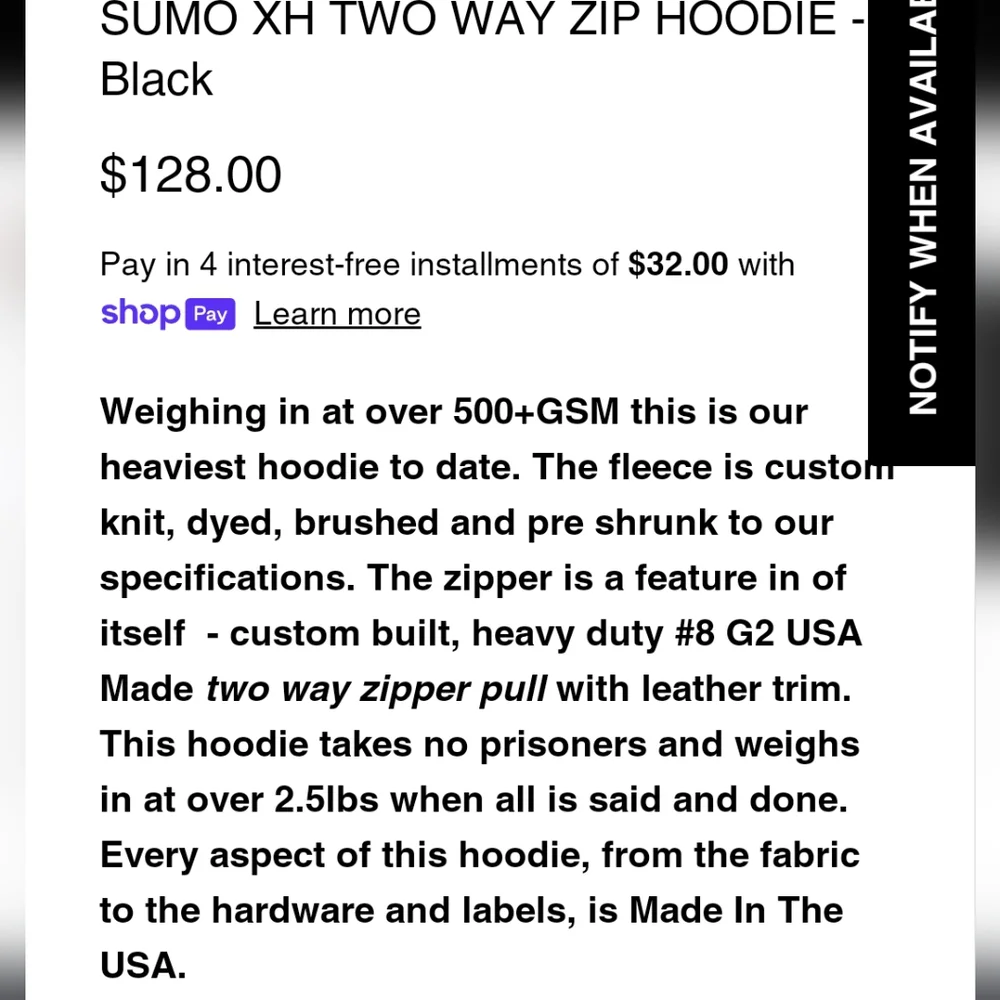 Brave Star American Made Sumo Denim Blue Hoodie Size XL_3